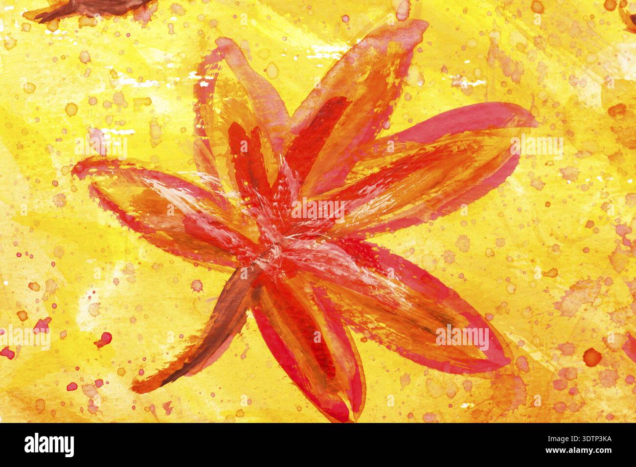 Macro dettaglio di grunge acquarello dipinto autunno sfondo floreale con foglie Foto Stock