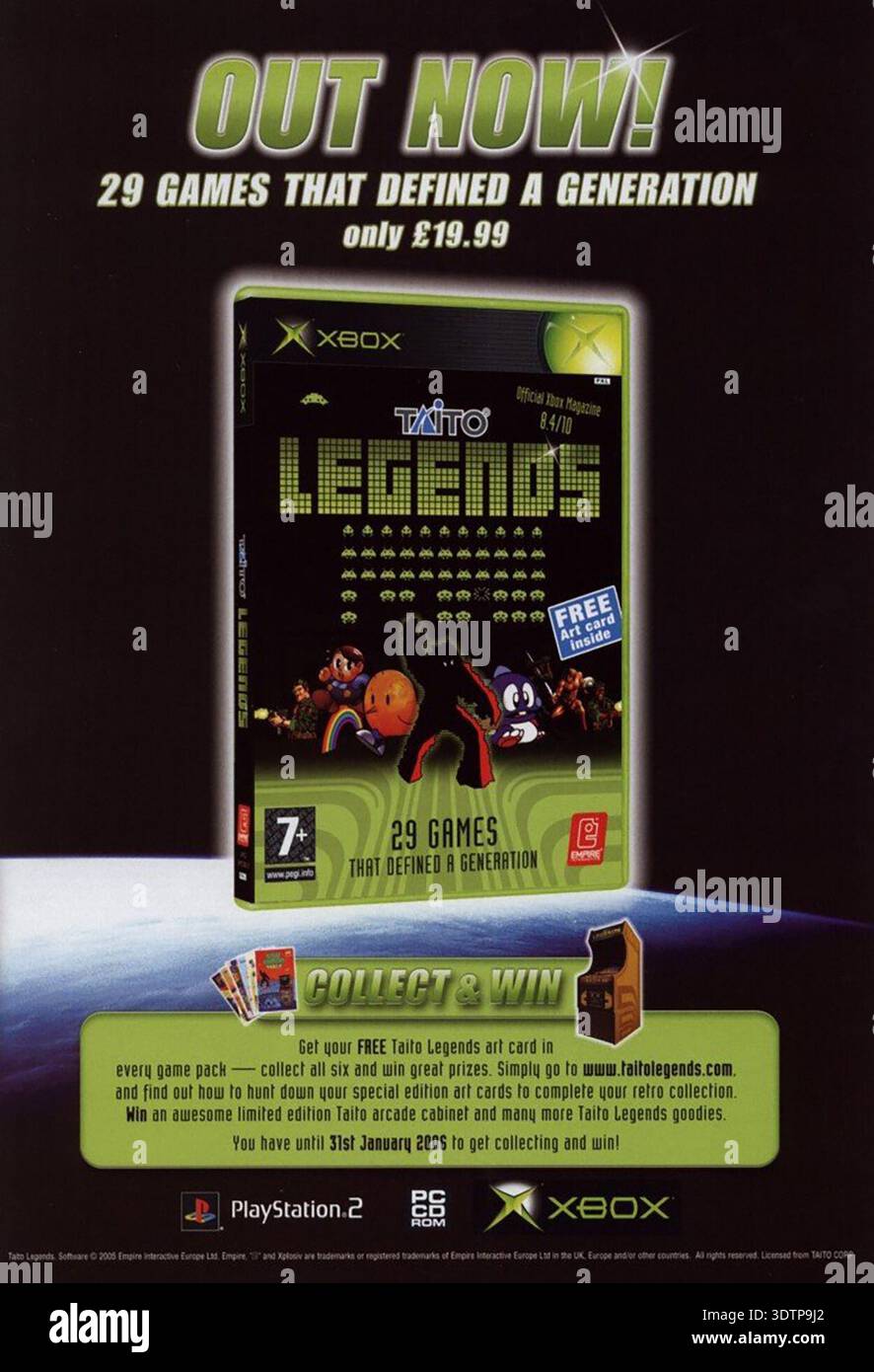 2005 compilation di videogiochi Taito Legends per lo spot originale per Xbox e PlayStation 2. Foto Stock