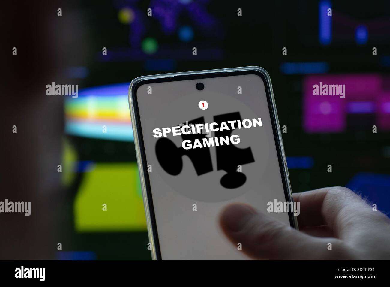 Specifiche di gioco scritte su uno schermo. Foto Stock