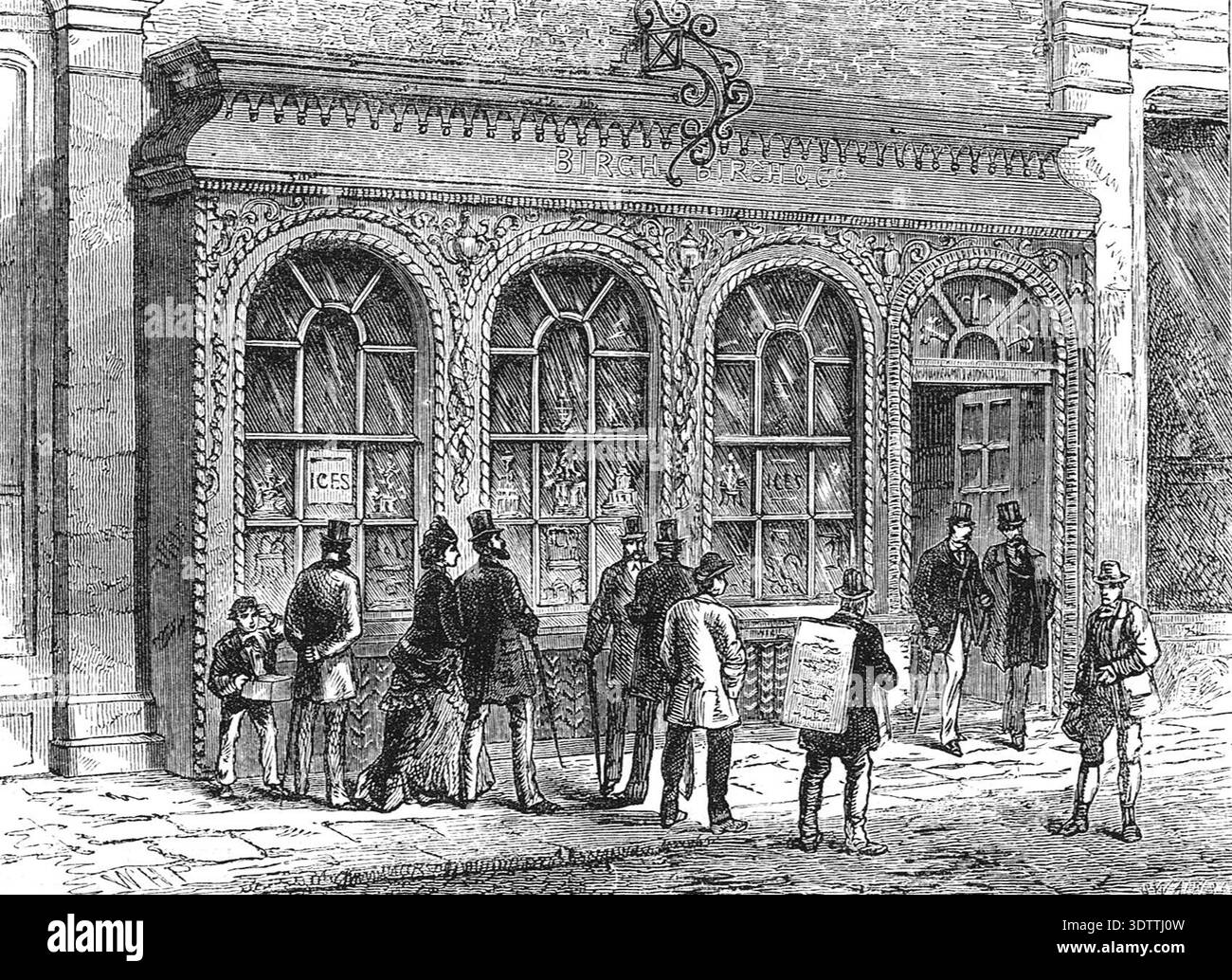 Il negozio di dolciumi Birch's si trova su Cornhill, nella City di Londra, nel XIX secolo Foto Stock