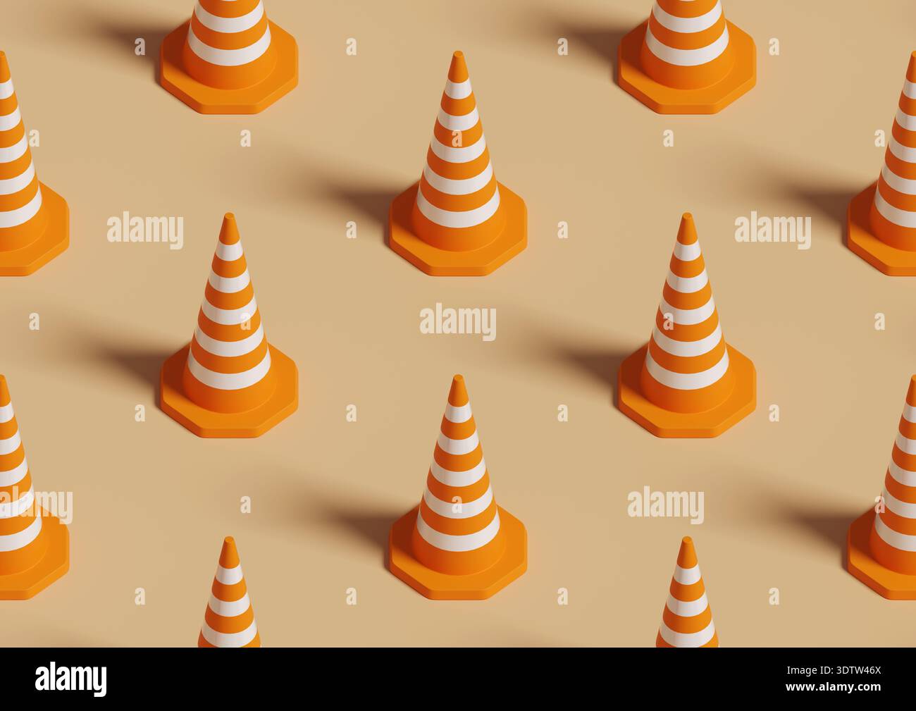Schema isometrico senza cuciture del cono di sicurezza. illustrazione 3d. Foto Stock