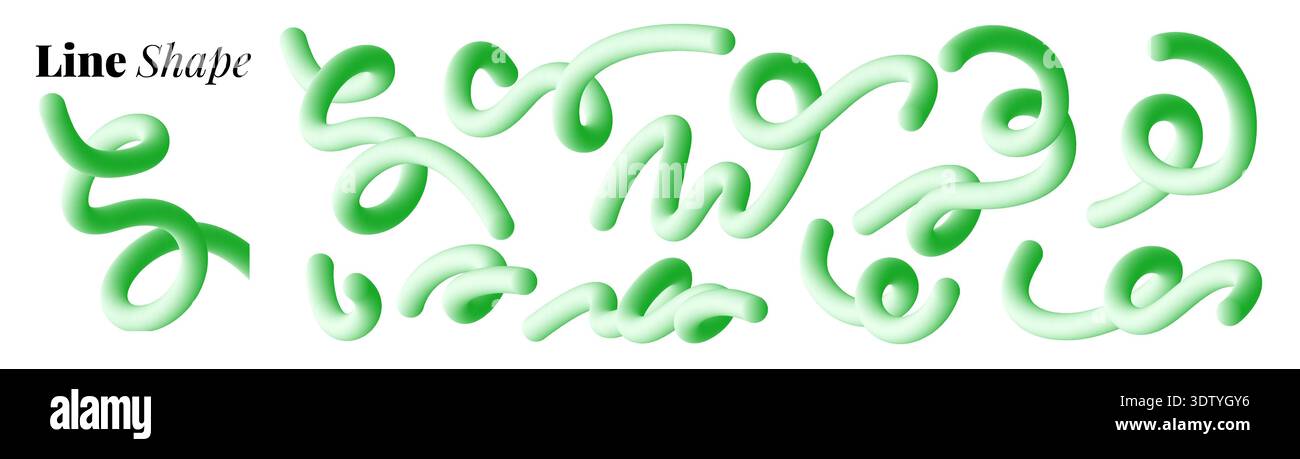 Le onde sfumate morbide formano linee fluide astratte con colori verdi, curve a spirale e forme fluide, perfette per poster, striscioni e creativi moderni Illustrazione Vettoriale
