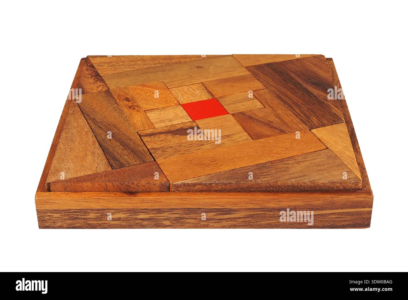 Cervello in legno teaser isolati su sfondo bianco Foto Stock