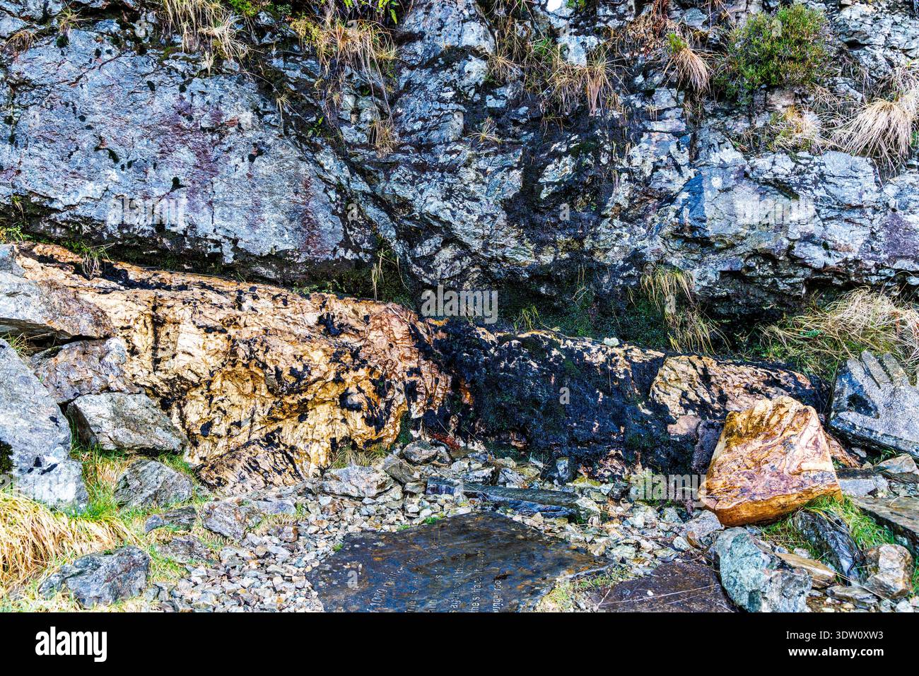 The Moine Thrust, Knockan Crag National Nature Reserve, Scozia, Regno Unito Foto Stock