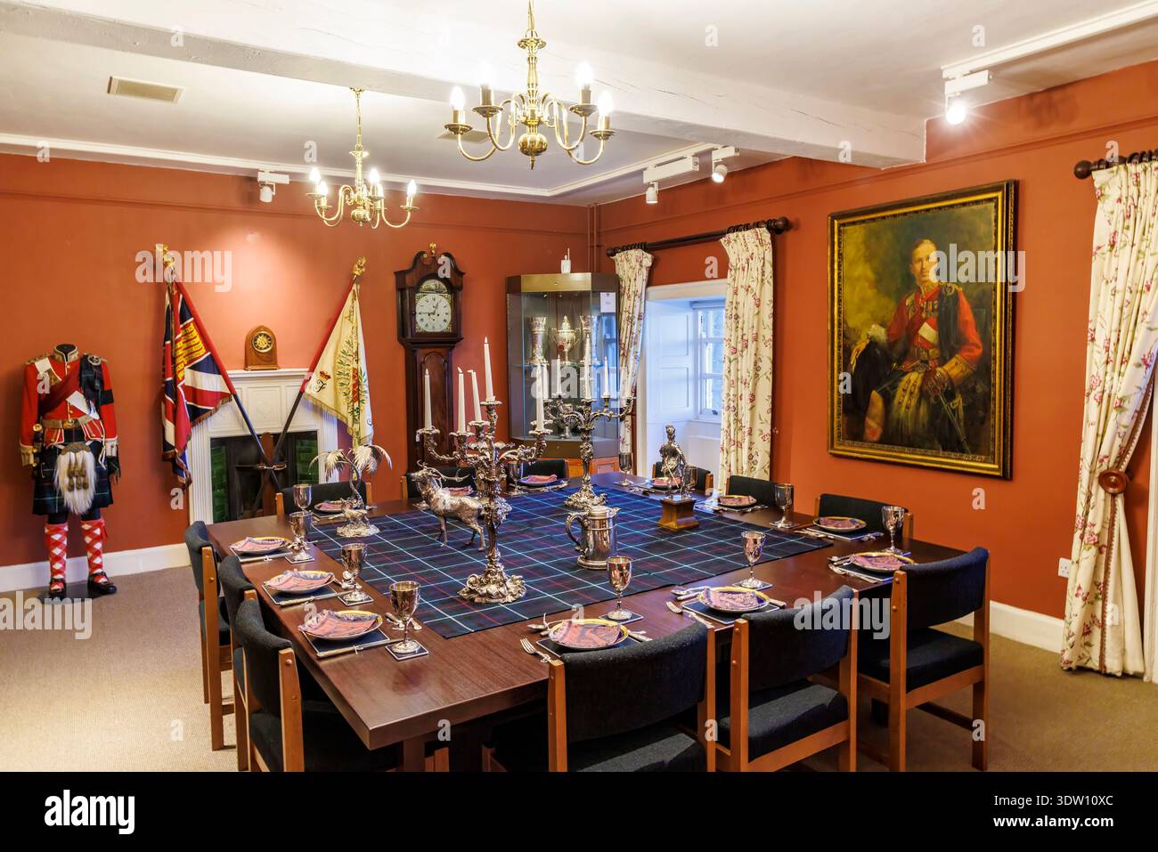 Sala da pranzo Regimental, Fort George, forte del XVIII secolo vicino ad Ardersier, Highland, Scozia, Regno Unito Foto Stock