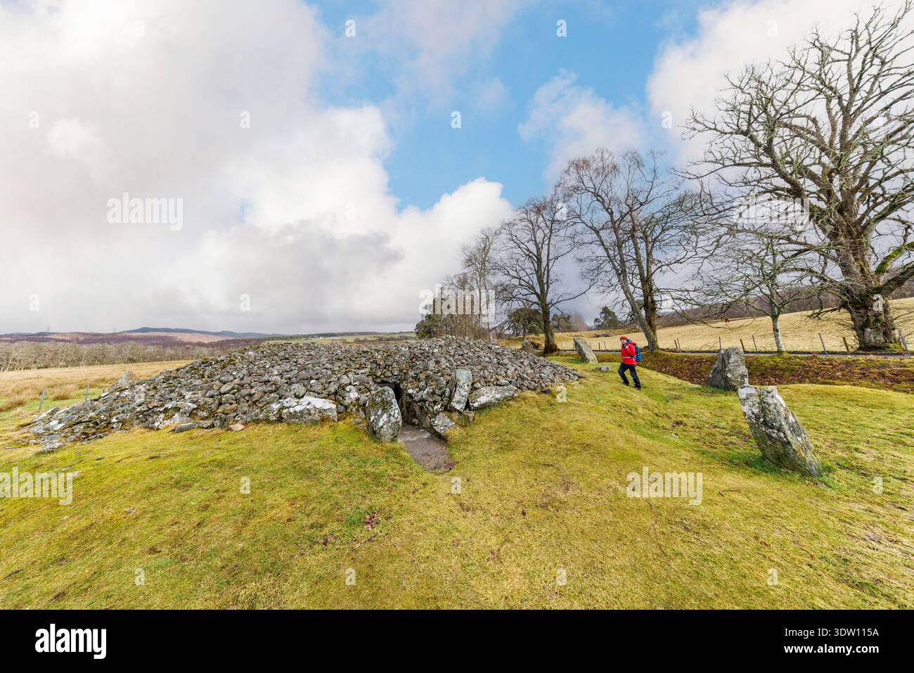 Corrimony Chambered Cairn, età del bronzo, Glen Urquhart, Highlands, Scozia, REGNO UNITO Foto Stock