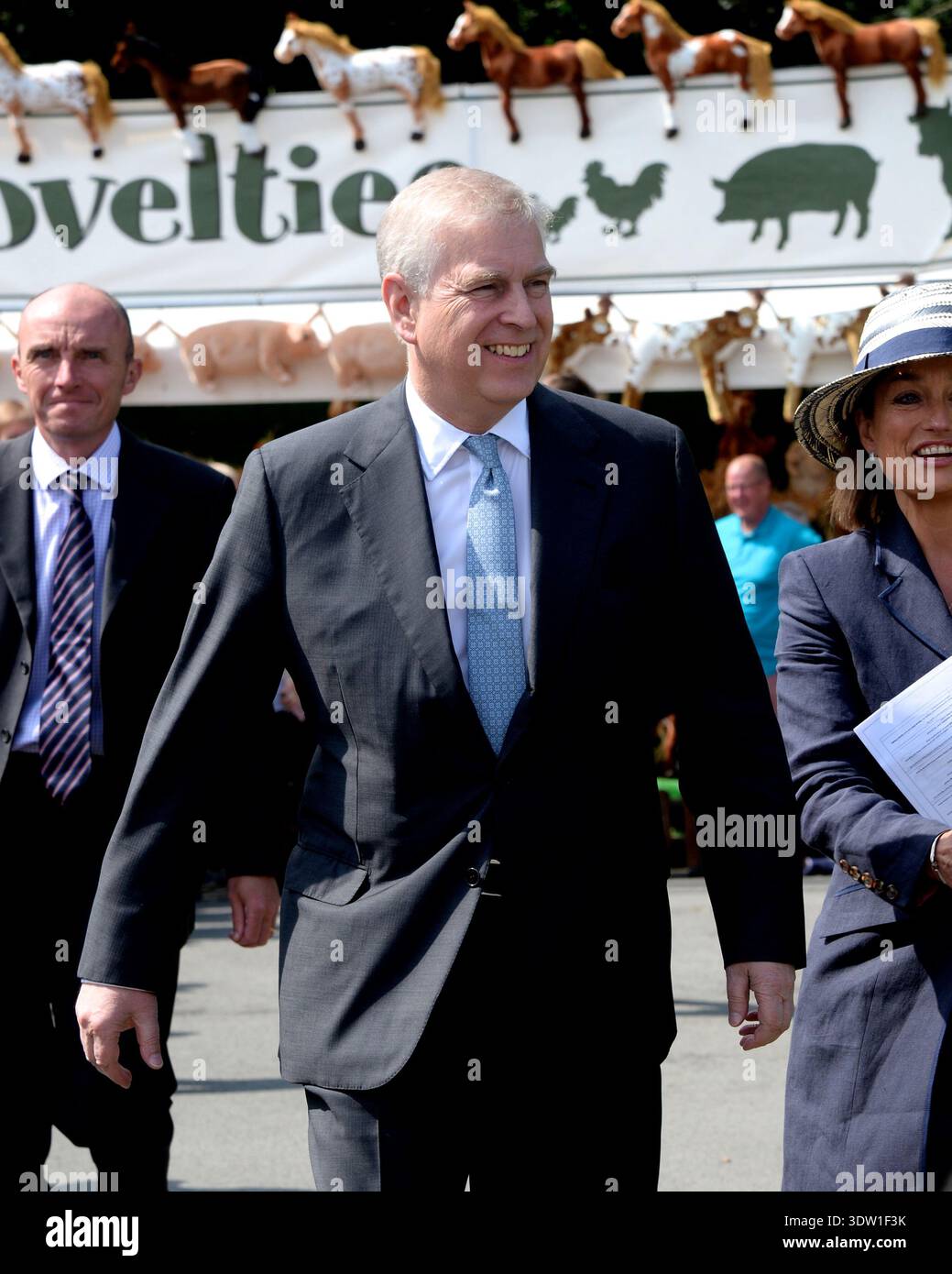 Principe Andrew, Andrew Mountbatten Windsor, visita reale al Great Yorkshire Show 2019. Varie espressioni facciali. Amico di Jeffrey Epstein. Foto Stock