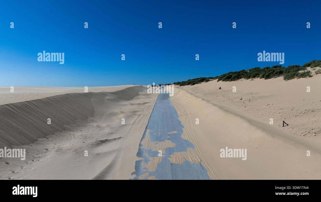 Vista della duna Valdevaqueros a Tarifa, Spagna Foto Stock