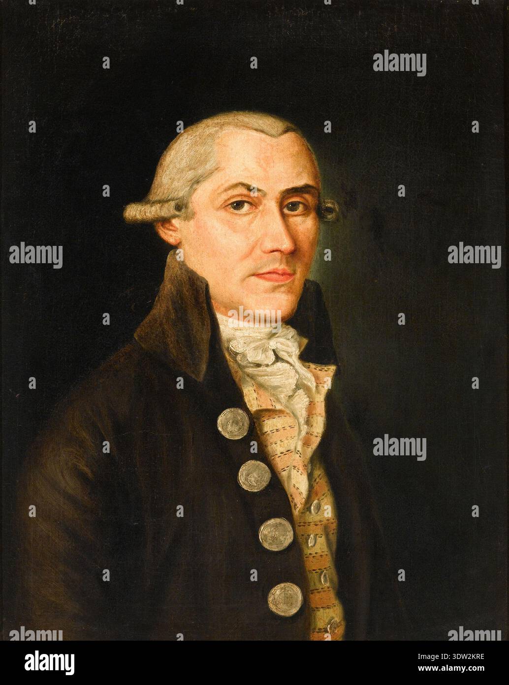 John Campion (1742–1822) fu un funzionario di scrivener e città di Exeter, che servì come collezionista di mercato e segretario del Consiglio comunale. L'immagine d'archivio è un olio su tela, dipinto intorno al 1790-1795 da un artista sconosciuto. La stampa fotografica storica documenta il ritratto di Campion per documenti civici e archivistici. Foto Stock