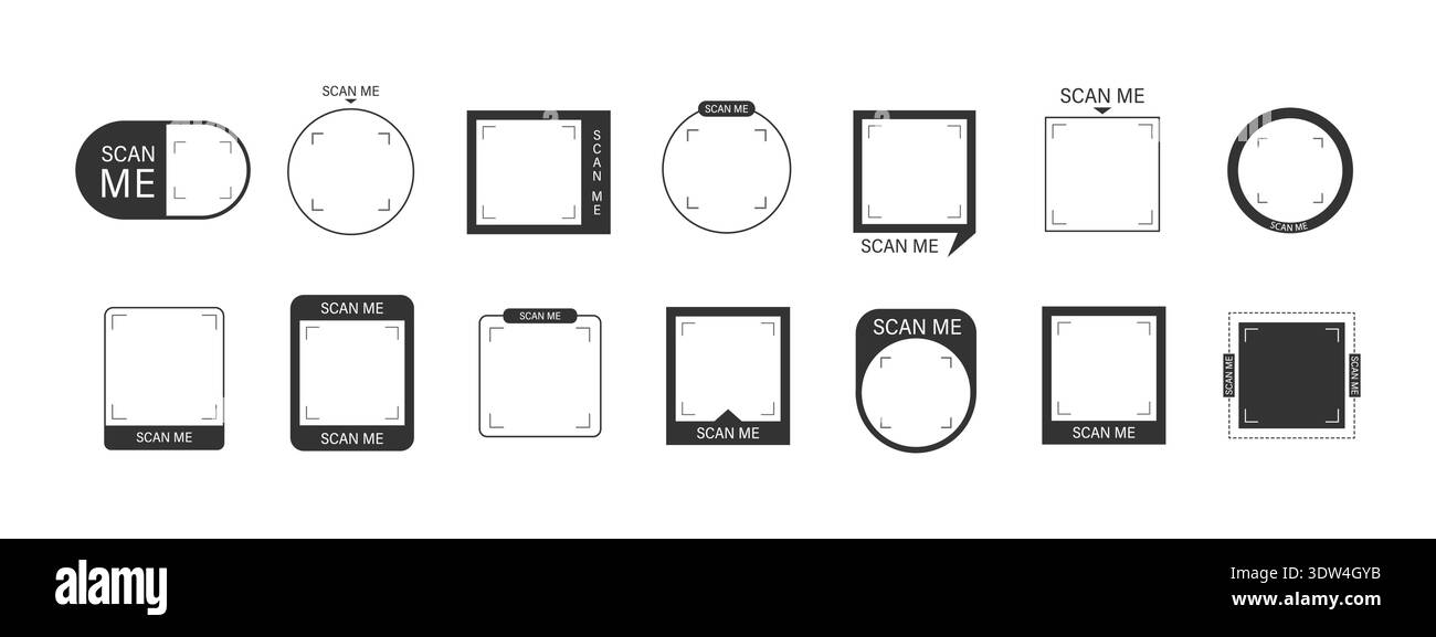 Scan me Frame. Icona scansione mobile e collegamento digitale. Illustrazione vettoriale in stile piatto Illustrazione Vettoriale