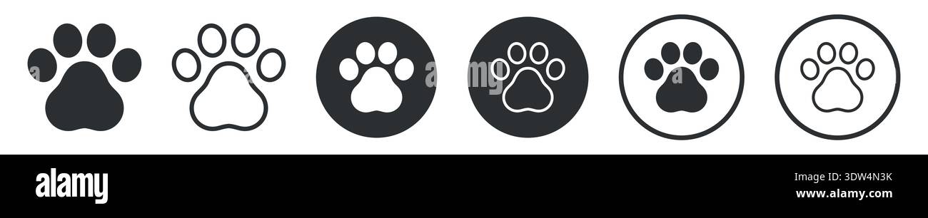Le impronte di zampe di animali domestici, cani e gatti illustrano il vettore Illustrazione Vettoriale