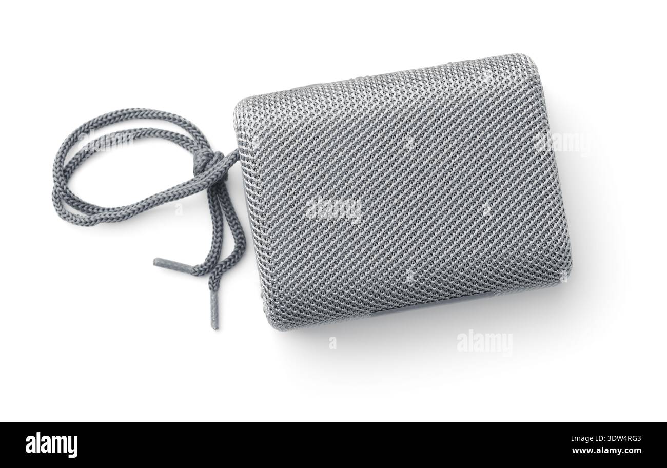 Vista dall'alto dell'altoparlante bluetooth wireless portatile isolato sul bianco Foto Stock