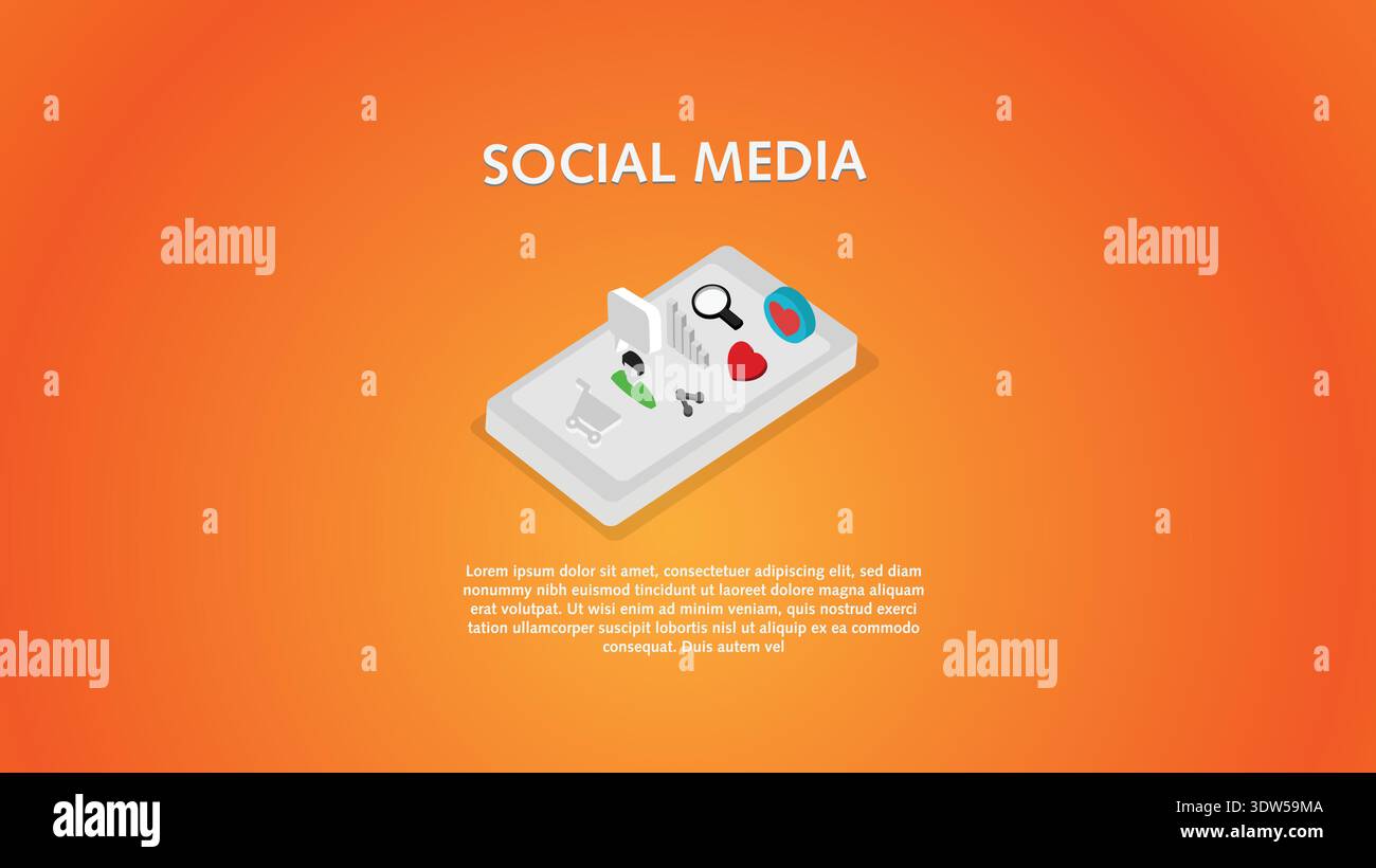 Piattaforma 3d per i social media Illustrazione Vettoriale