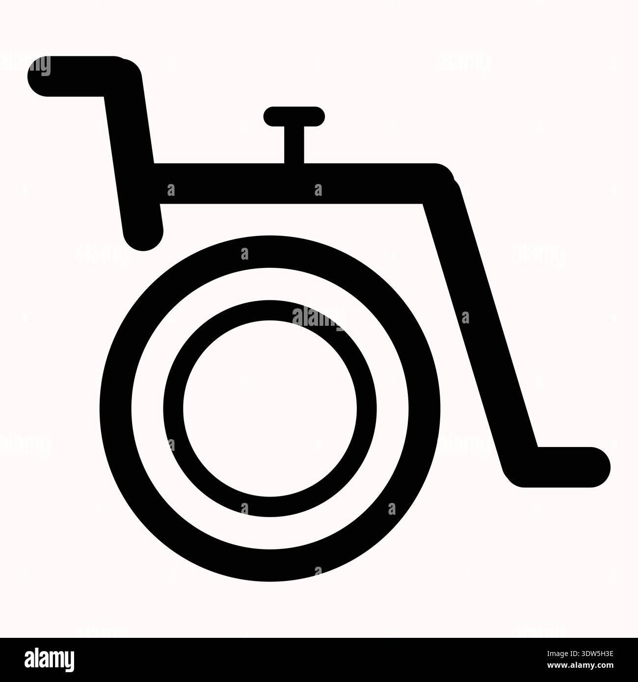 Icona accessibilità su sedia a rotelle che rappresenta inclusività, parità di accesso, supporto per disabili e spazi pubblici privi di barriere architettoniche. Illustrazione Vettoriale