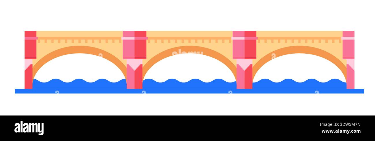 Pont Neuf a Parigi - colorato oggetto dal design piatto Illustrazione Vettoriale