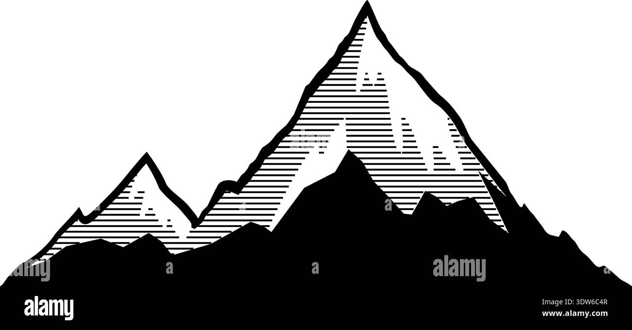 Icona nera Cliff Range. Simbolo del turismo di viaggio Illustrazione Vettoriale