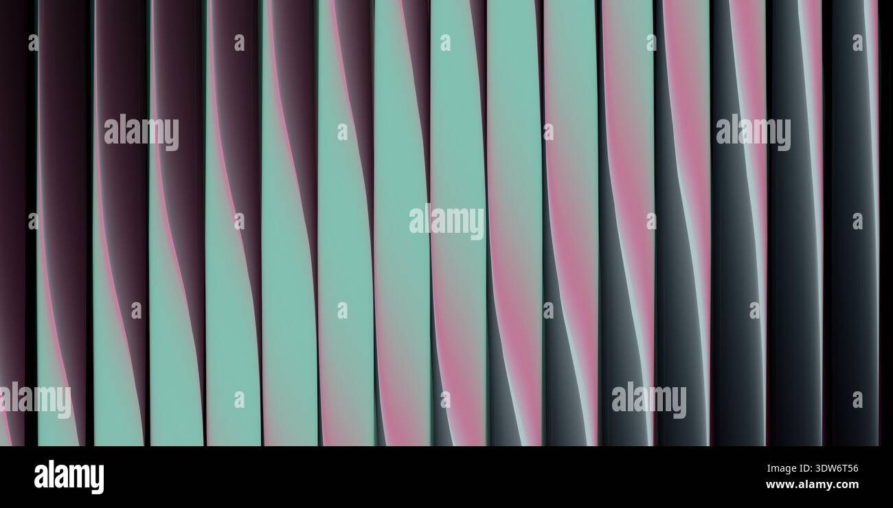 La struttura in vetro blu astratto con effetti di luce al neon rosa sfumato rende futuristico sfondo 3D caratterizzato da una geometria cristallina a coste Foto Stock