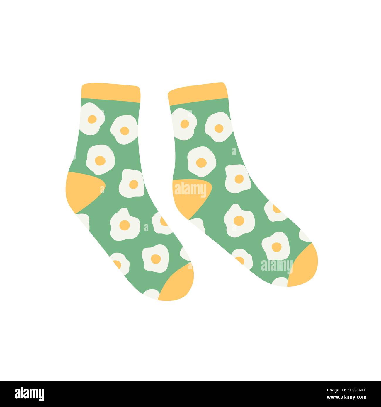 Calze con simbolo icona calze disegnate con fiori isolato su sfondo bianco illustrazione vettoriale Illustrazione Vettoriale