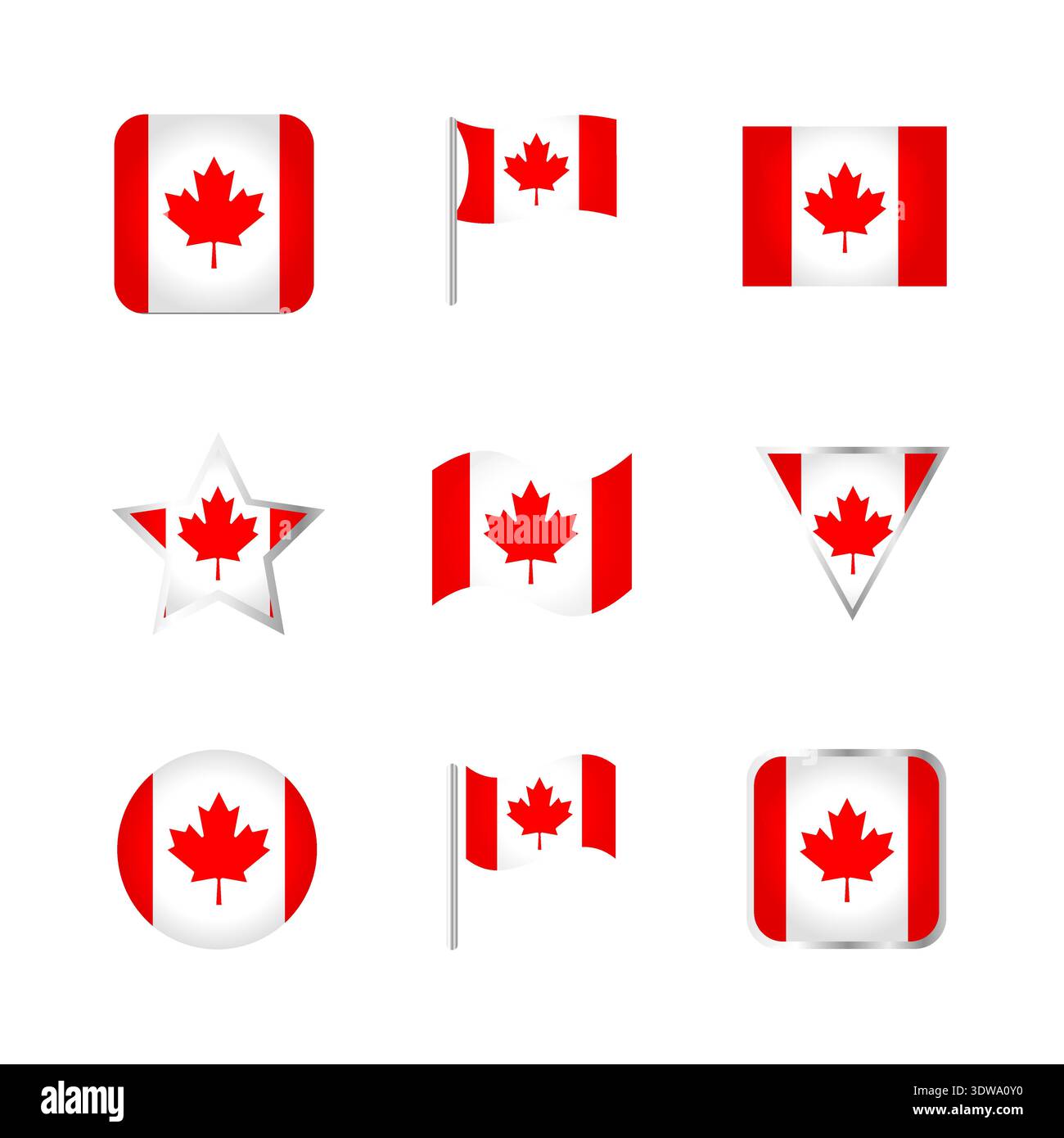 Set icone bandiera Canada, può essere utilizzato per progetti aziendali, progetti di presentazione o qualsiasi progetto adatto. Illustrazione Vettoriale