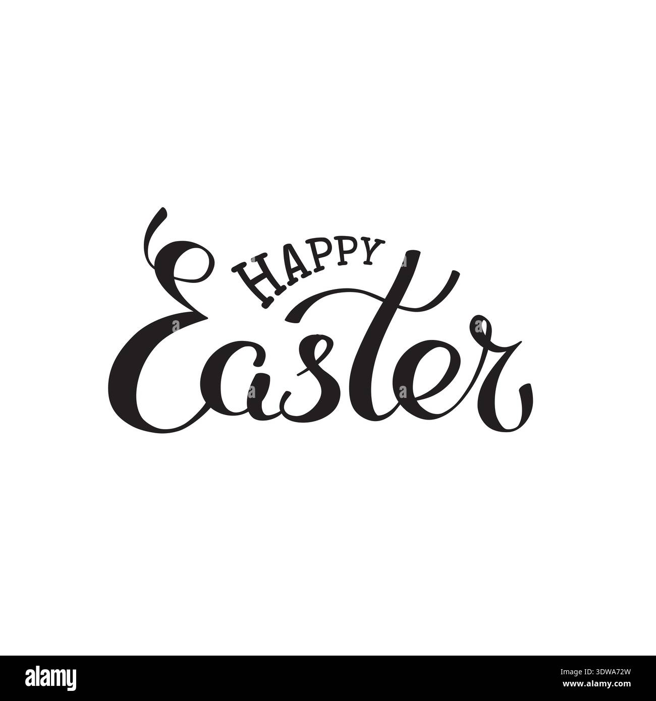 Buon vettore di lettere a mano di pasqua. Biglietto di auguri di buona pasqua scritto a mano. Logo, font script. Simbolo nero isolato su sfondo bianco. Tipografia Illustrazione Vettoriale