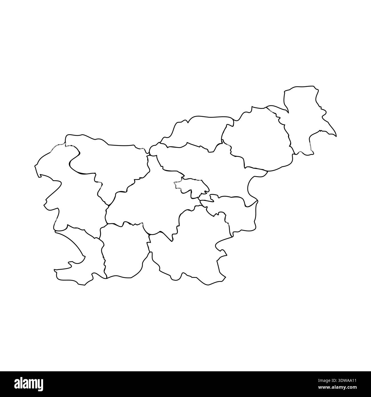 Mappa Doodle della Slovenia con gli stati, può essere utilizzata per progetti aziendali, progetti di presentazione o qualsiasi progetto adatto. Illustrazione Vettoriale