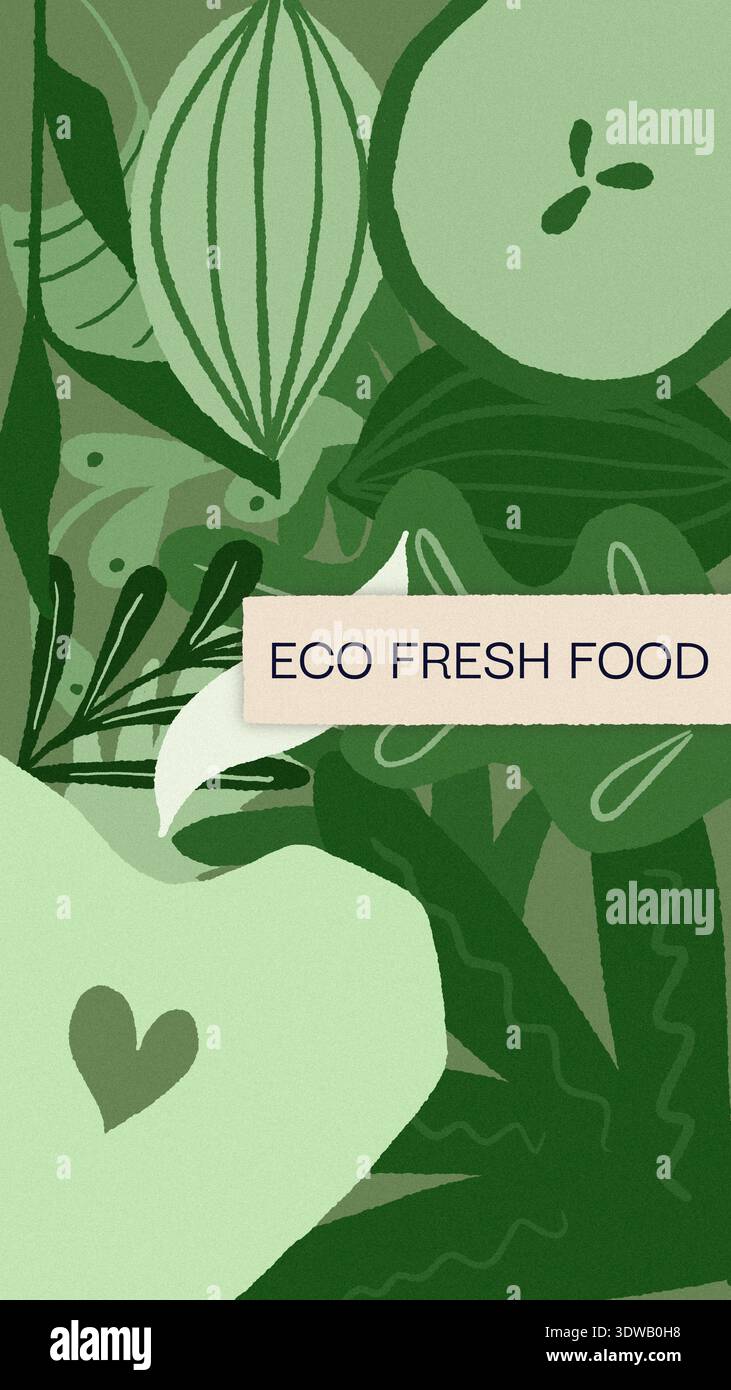 Design eco-fresco per la festa di Pasqua in un tema verde con elementi naturali Foto Stock