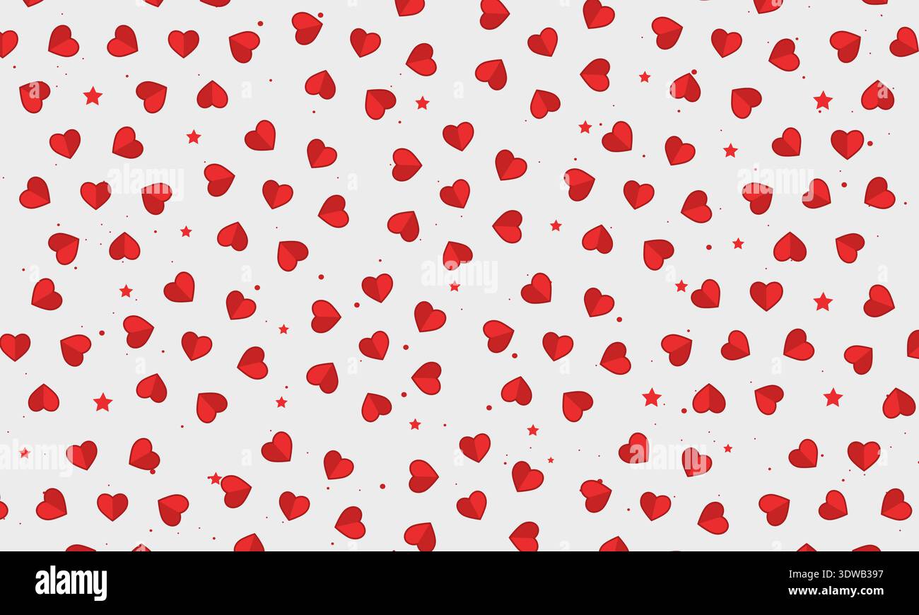Love Heart Seamless Pattern con punti e stelle, può essere utilizzato per progetti aziendali, presentazioni o qualsiasi altro design adatto. Illustrazione Vettoriale