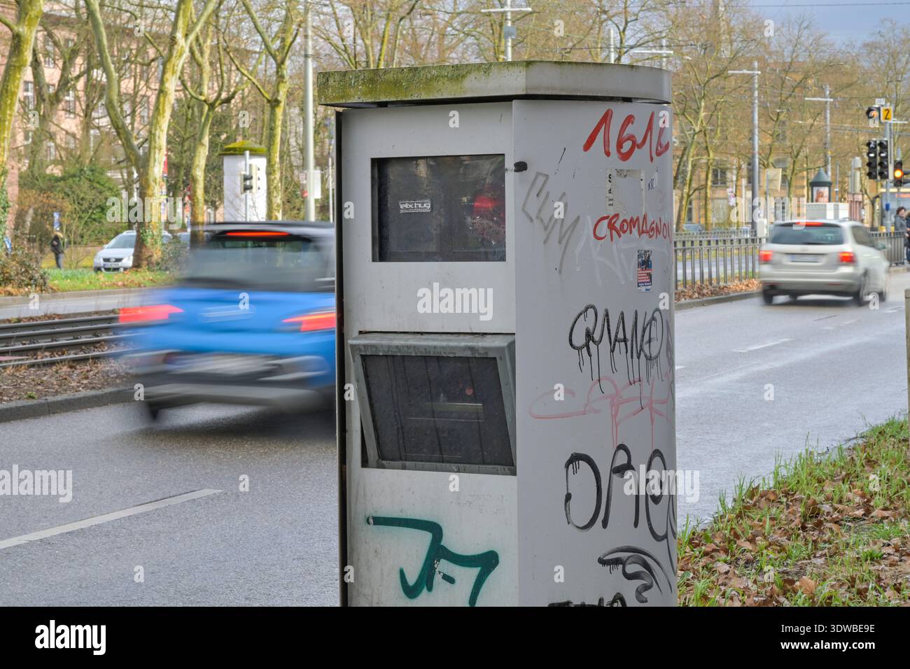 Blitzer, Kaiserallee, Karlsruhe, Baden-Württemberg, Deutschland Foto Stock