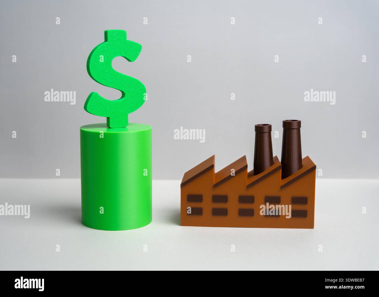 Impianti industriali e proventi di cassa. Tasse al bilancio. Valore aggiunto sulle merci. Foto Stock