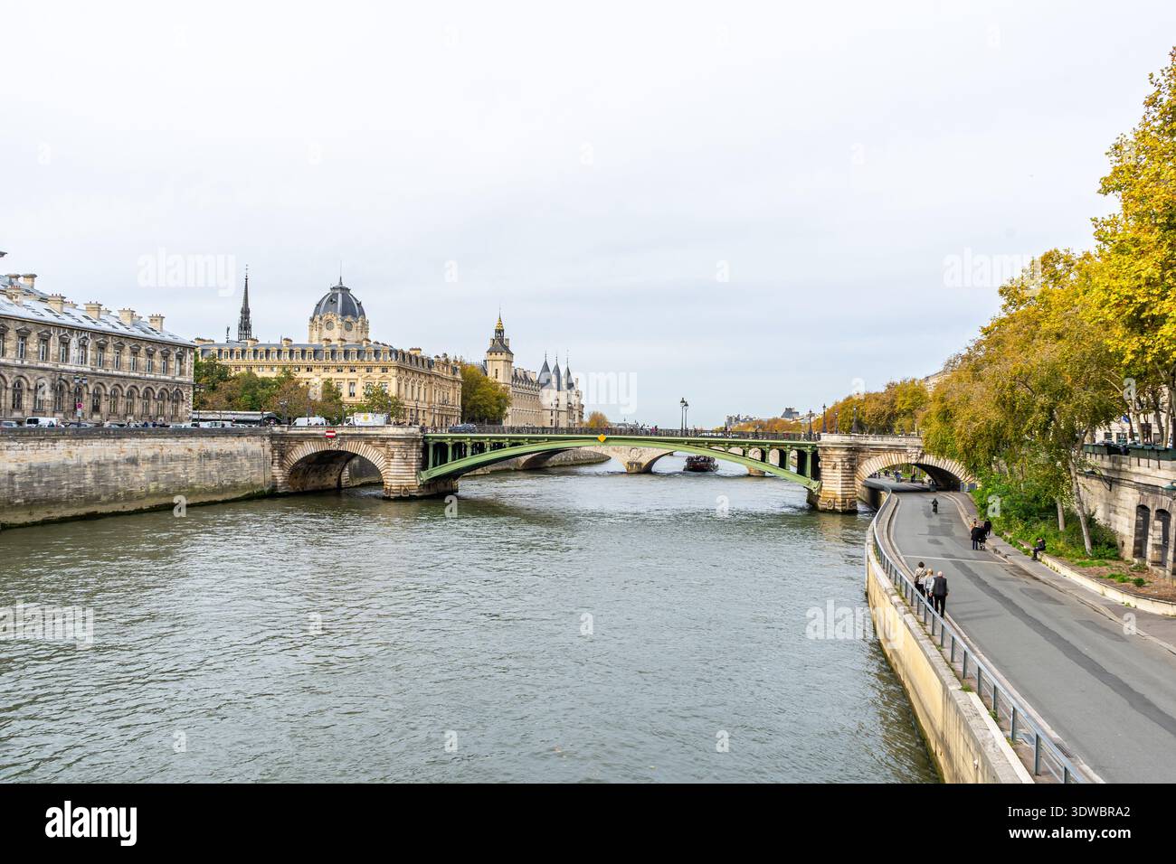 Architettura parigina sulla Senna. Ponte francese di Parigi. Strada dell'edificio. Città vecchia francese. Parigi, Francia - 29 ottobre 2025 Foto Stock