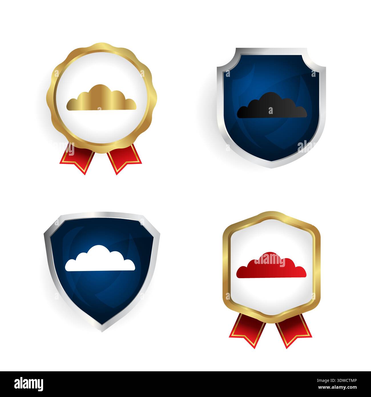 Badge e Label Collection abstract Flat Clouds possono essere utilizzati per progetti aziendali, presentazioni o qualsiasi altro progetto adatto. Illustrazione Vettoriale