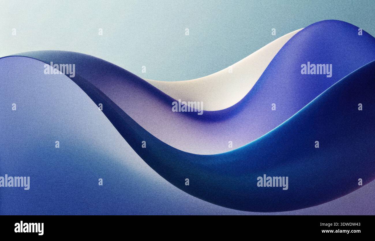 Design astratto caratterizzato da curve fluide e fluide in varie sfumature di blu, che creano un effetto visivo sereno e rilassante che incoraggia il senso di pisello Foto Stock