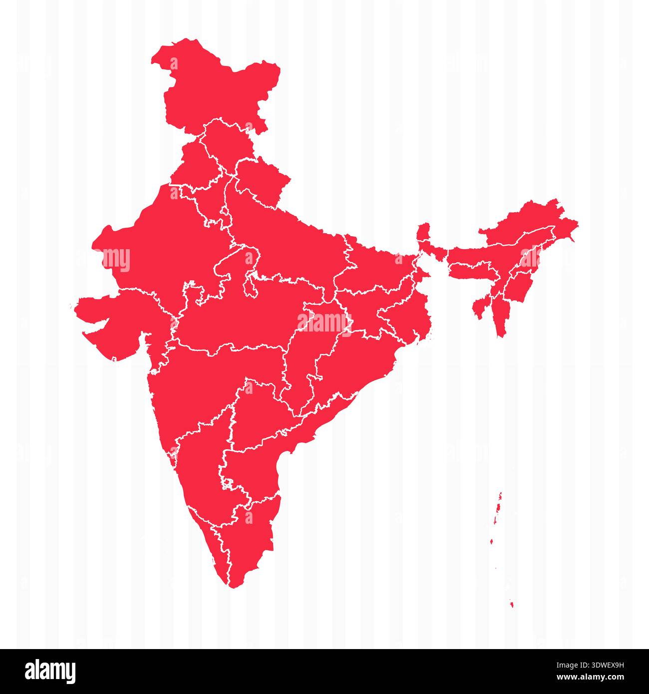 Mappa degli stati dell'India con bordi dettagliati, può essere utilizzata per progetti aziendali, progetti di presentazione o qualsiasi altro progetto adatto. Illustrazione Vettoriale