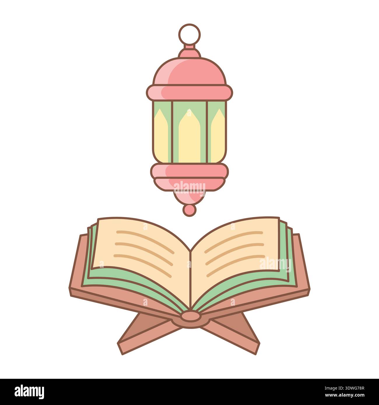 Libro del Sacro Corano e illustrazione vettoriale della Lanterna Islamica Illustrazione Vettoriale
