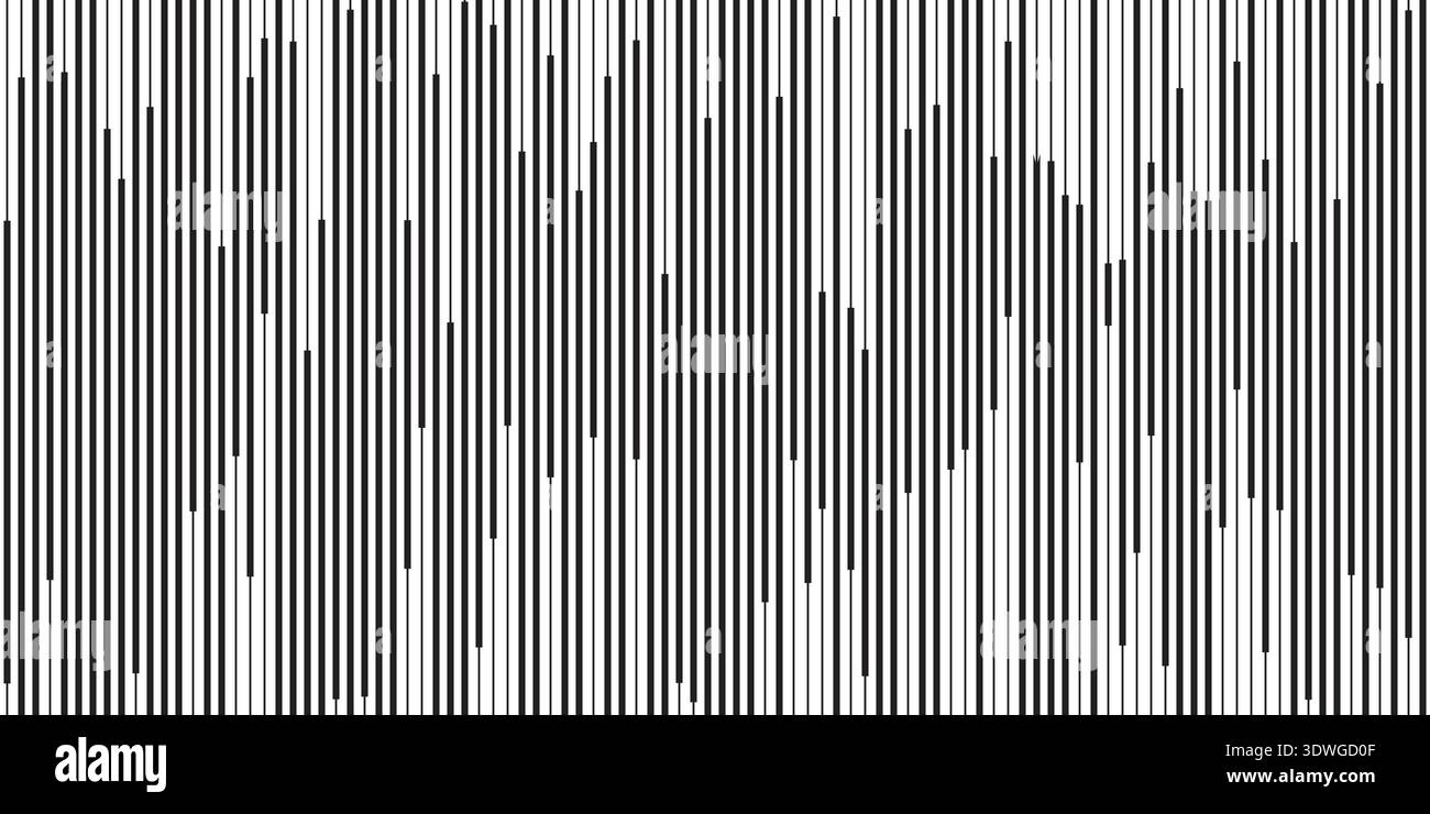 Mezzitoni verticali linea tratteggiata astratta, linee eco impulso monocromatiche sfondo vettoriale Illustrazione Vettoriale