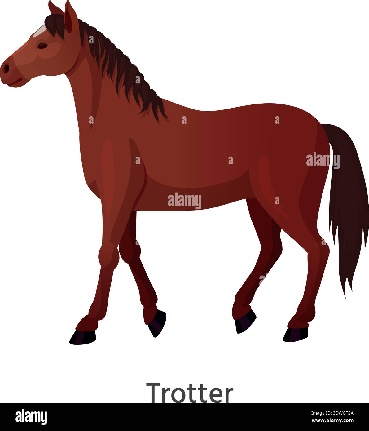 Icona a colori Trotter. Corse di cavalli. Carattere animale isolato su sfondo bianco Illustrazione Vettoriale