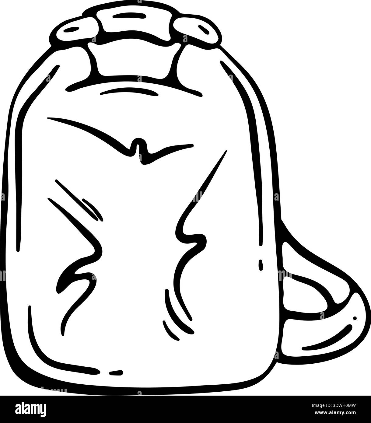 Borsa impermeabile Roll Top Dry per proteggere l'attrezzatura dall'umidità durante le escursioni. Icona Doodle disegnata a mano. Illustrazione Vettoriale
