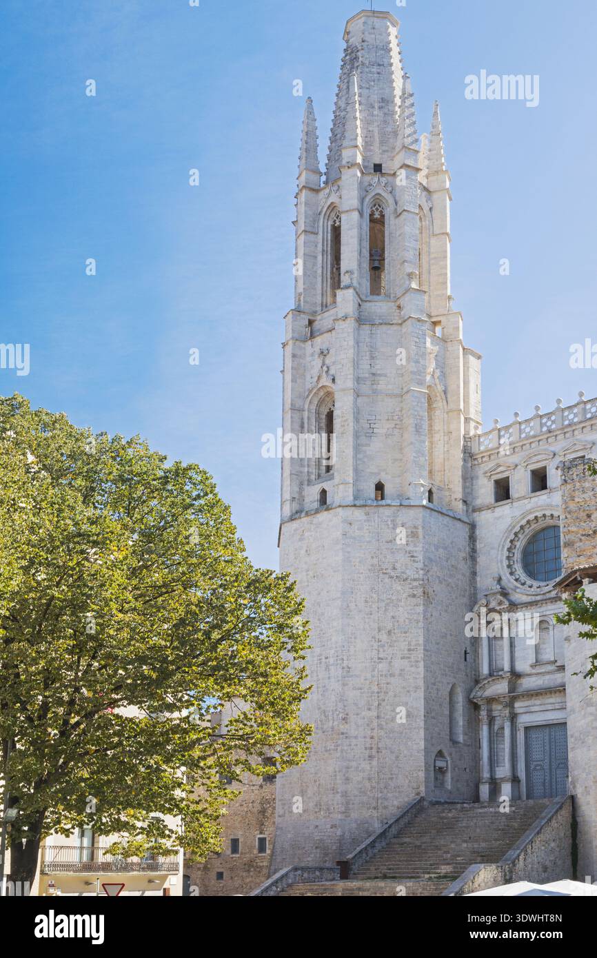 La Basilica de Sant Feliu, Girona, Catalogna, Spagna, Europa Foto Stock