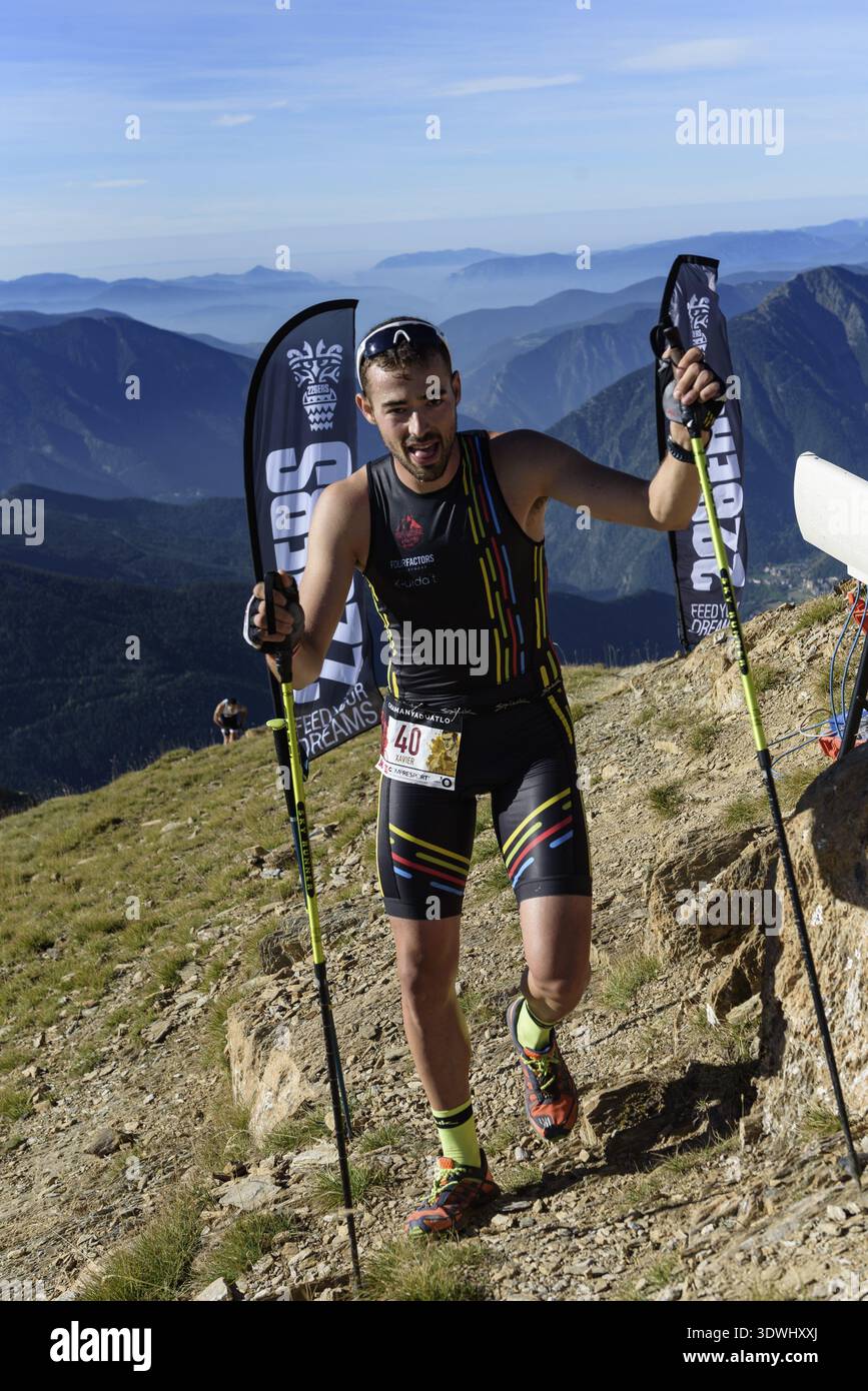 Casamanya, Ordino, Andorra : Settembre 22 2018 : Rider in Casamanya Duatlo Andorra. Casamanya, Ordino, Andorra Foto Stock