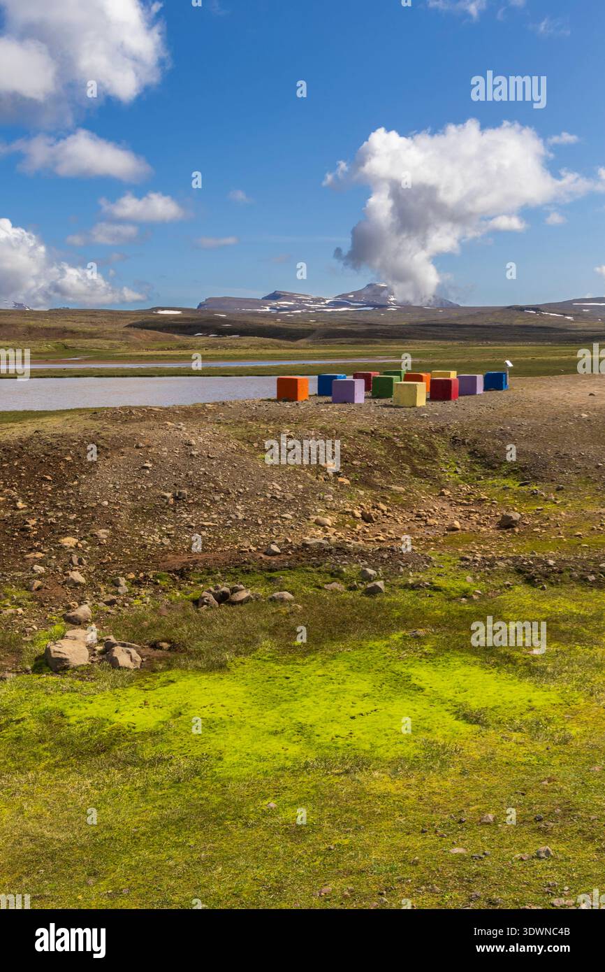 Islanda, regione di Austurland, Seydisfjordur, strada 93, montagna pesante di David fra Davídsstadir Foto Stock