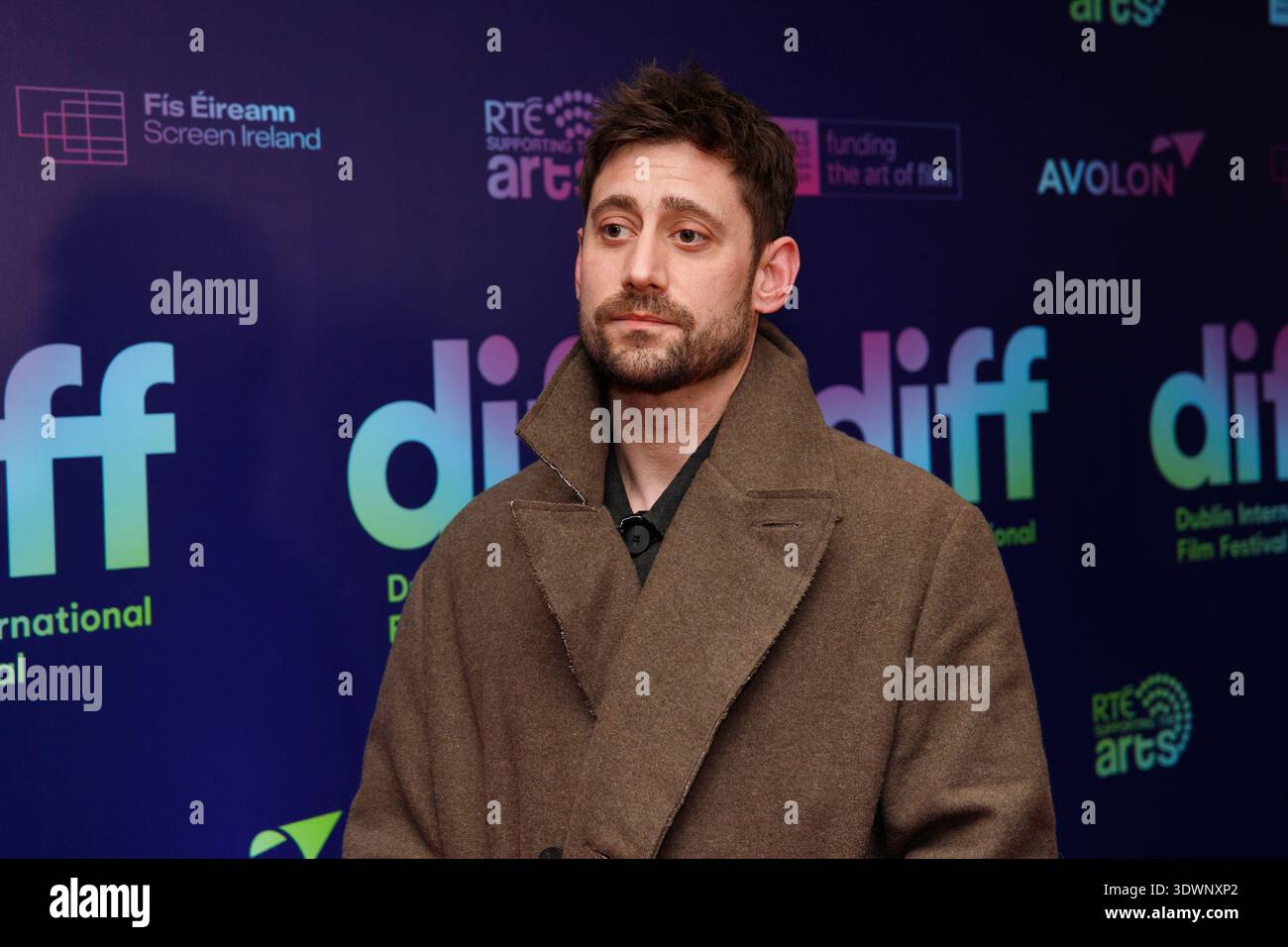 Dublino, Irlanda – 27 febbraio 2026 – Michael Socha partecipa alla prima mondiale di «500 miglia» al Dublin International Film Festival, al Lighthouse Cinema di Smithfield. Crediti: Liam Murphy/Alamy Live News Foto Stock
