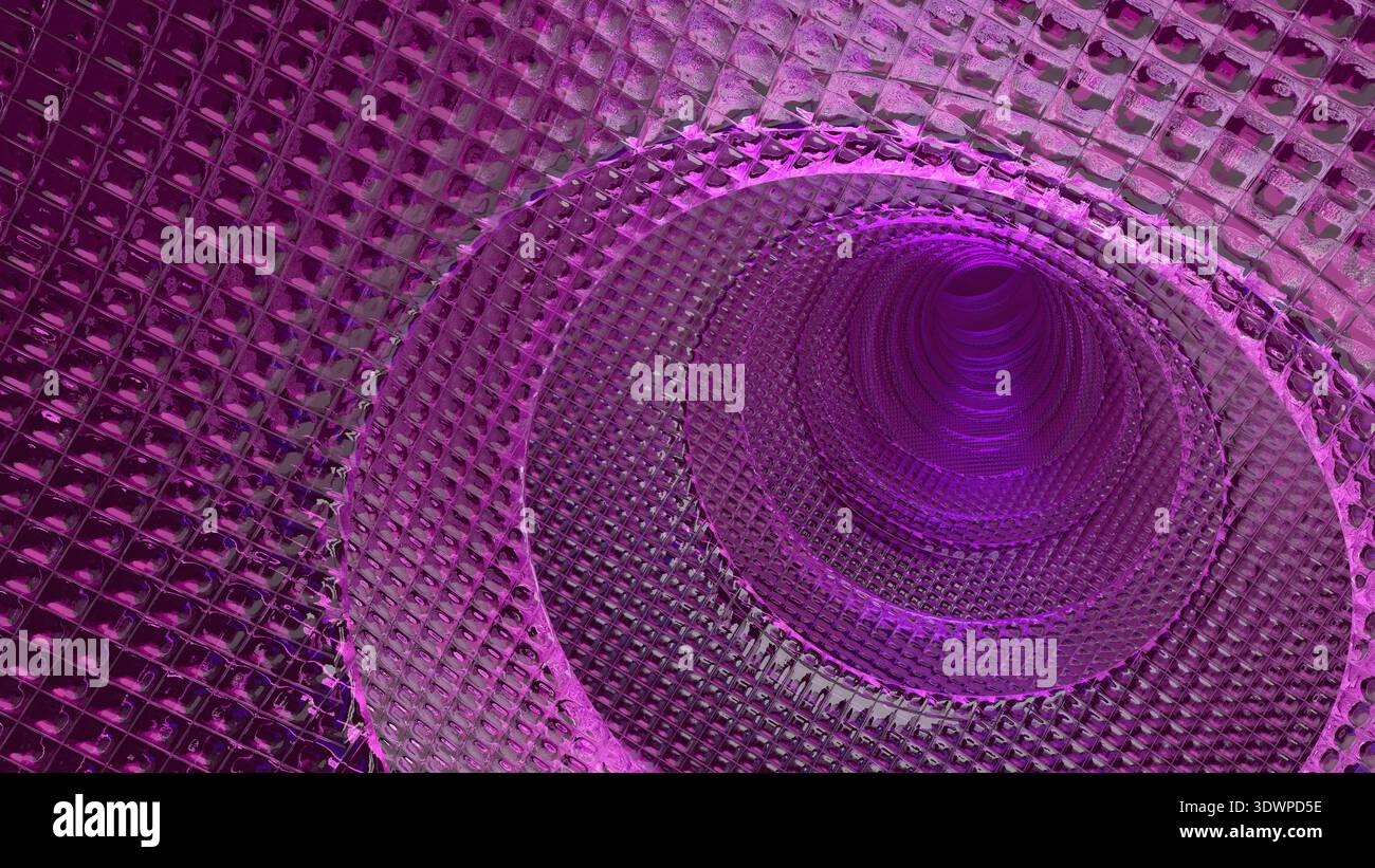 Quando passa la luce viola, sul vetro viene visualizzato un motivo a vortice. Il design mostra i livelli che sembrano profondi e testurizzati, creando un effetto visivo tale Foto Stock