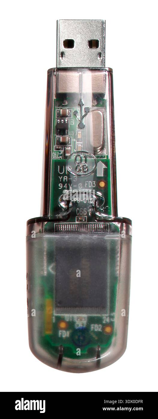 memory stick usb su sfondo bianco Foto Stock