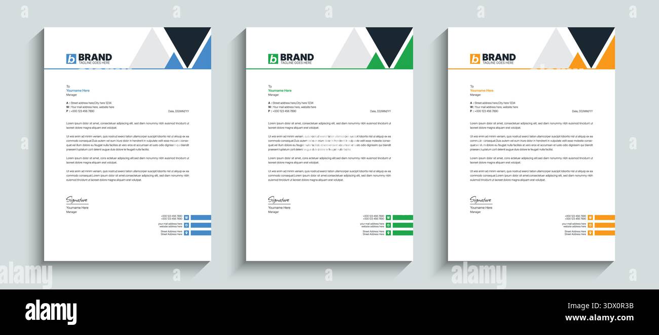 Modello di design della carta intestata aziendale con forme astratte. Design multiuso per carta intestata, cancelleria, identità, documento, branding, progettazione del layout. Illustrazione Vettoriale