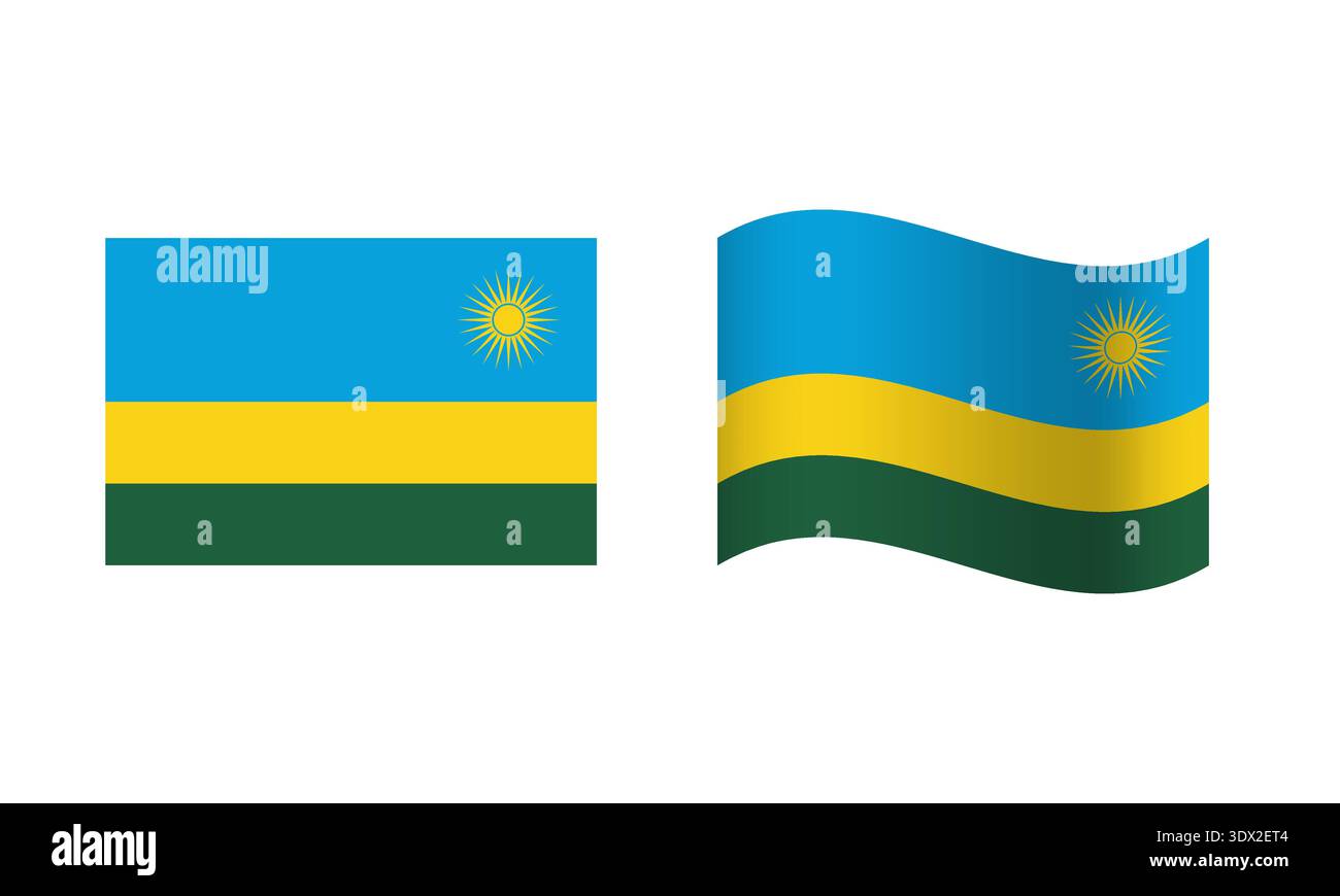 L'illustrazione rettangolare e Wave Rwanda Flag, design modificabile dal vettore, può essere utilizzata per la progettazione aziendale o di presentazioni. Illustrazione Vettoriale