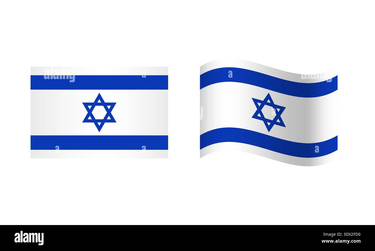 Illustrazione rettangolare e Wave Israel Flag, design modificabile dal vettore, può essere utilizzata per la progettazione aziendale o di presentazioni. Illustrazione Vettoriale