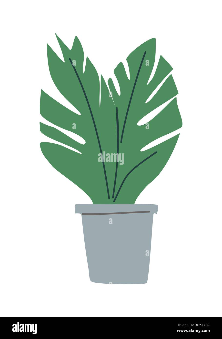 Pianta in vaso verde vivace con foglie lobate Illustrazione Vettoriale