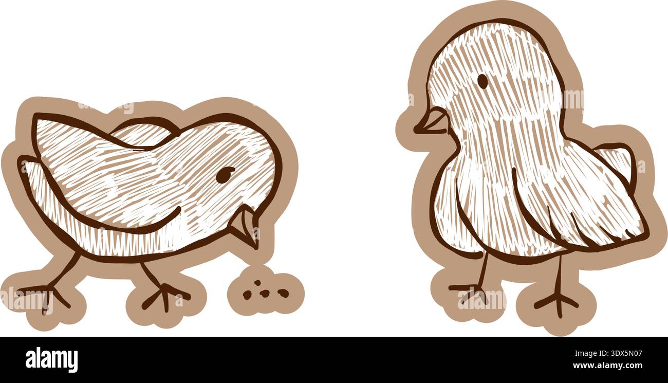 Divertente spaghetti di pollo con ritaglio di carta pastello Illustrazione Vettoriale