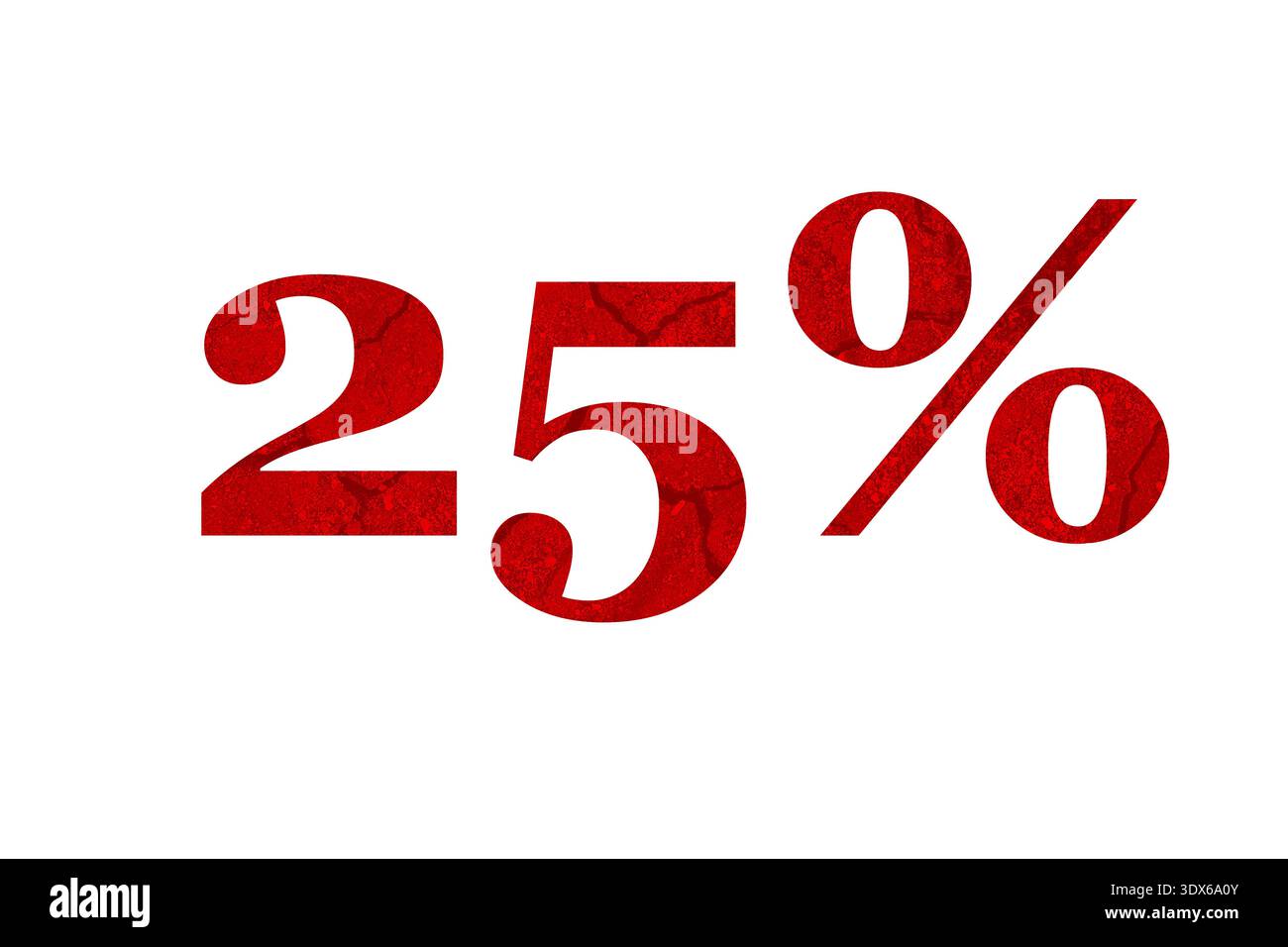 promozione scontata del 25%. 25% di sconto isolato su sfondo bianco. Percentuale di sconto. Sconto del 25% Foto Stock
