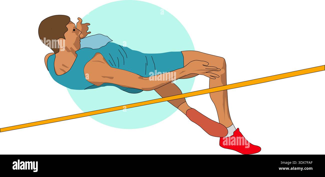 Atleta di salto in alto maschile in Action Vector Illustration Illustrazione Vettoriale